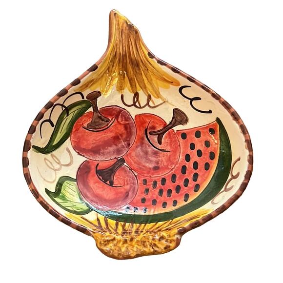 2 handmade and signed ceramic onions hand painted dip bowls - Picture 3 of 9